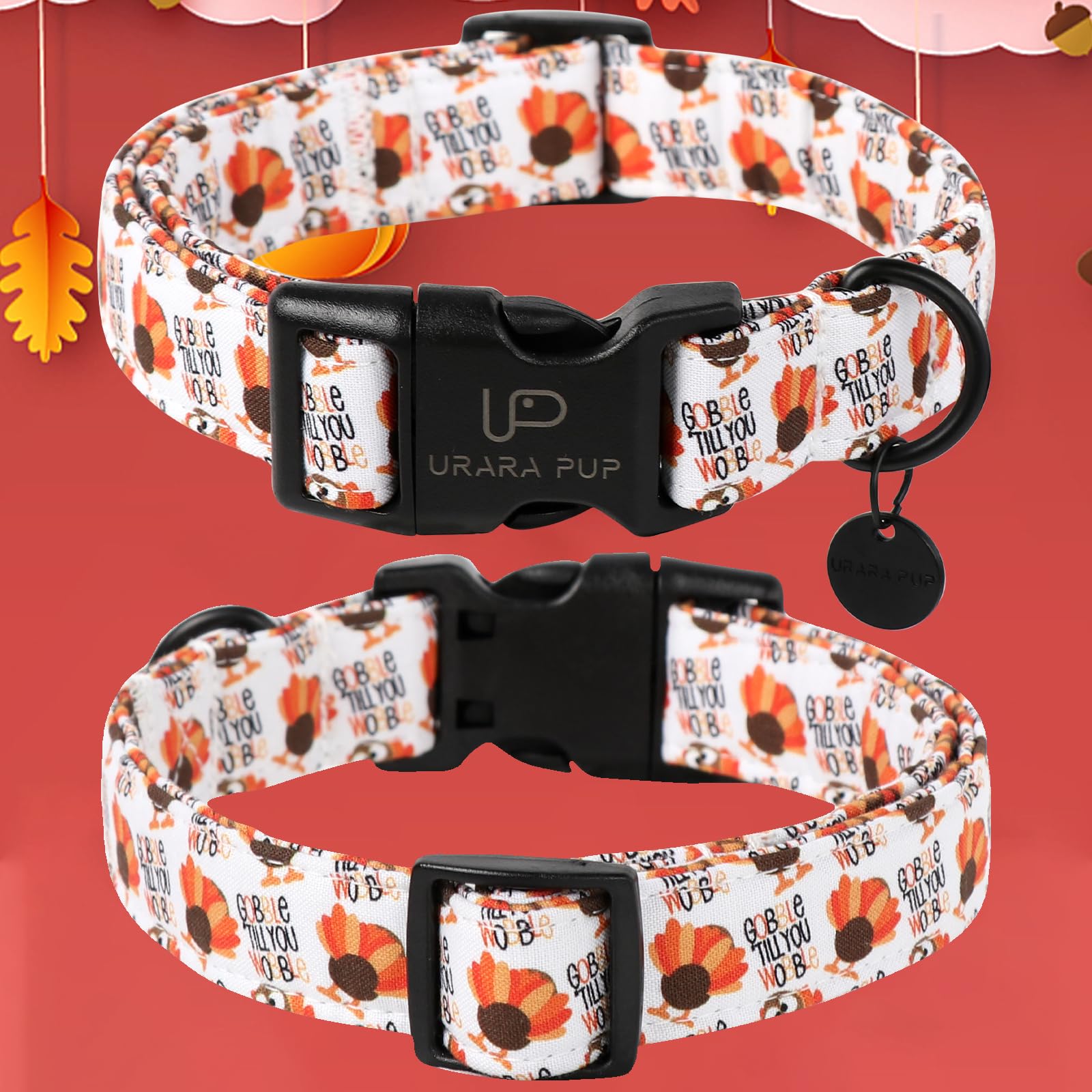 Up Urara Pup Thanksgiving Dog Collar - Turkey Cotton For Dog Or Cat, Autumn Puppy With Lightweight Plastic Buckle - Great Gift F